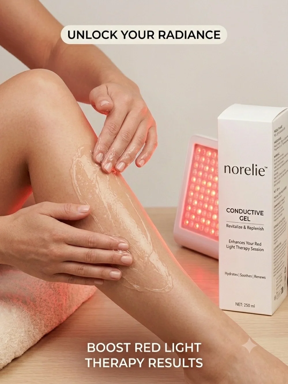 NORELIE Red Light Therapy Conductive Gel 250ml New Sealed Vegan Skincare - Picture 1 of 5